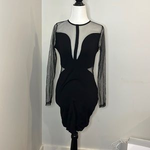 Monteau Bodycon Long Sleeve‎ Mesh Cut Out Dress
